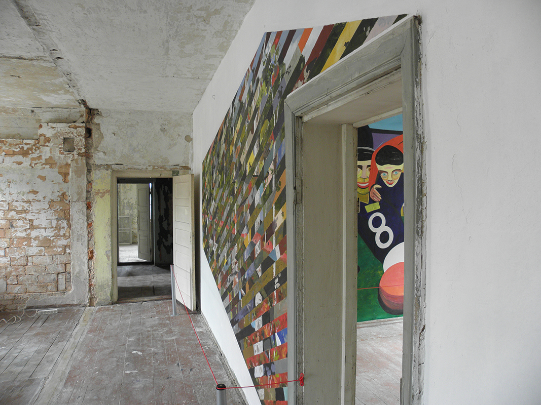 Murals by Michel Castaignet and August Künnapu in Kuldīga Artists’ Residence, Latvia.